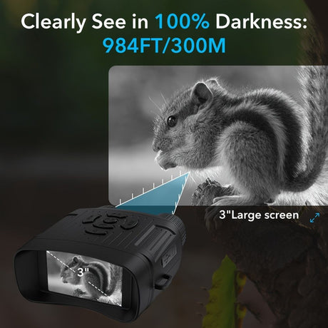 36 megapixel 4K night vision binoculars with infrared function, 7.62 cm high-definition screen, 10x magnification, infrared digital night vision camera can achieve 100% observation in complete darkness, suitable for hunting, farm monitoring, wildlife obse