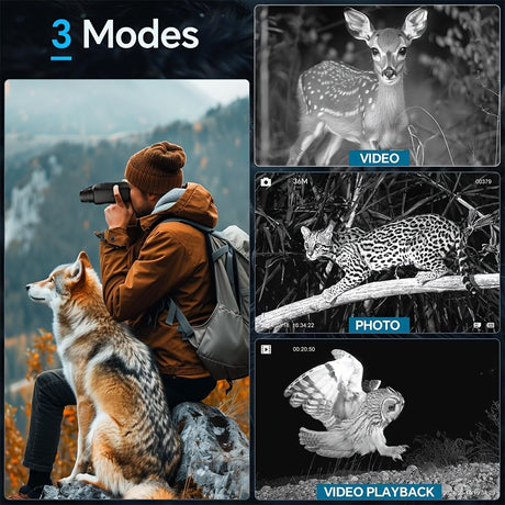 36 megapixel 4K night vision binoculars with infrared function, 7.62 cm high-definition screen, 10x magnification, infrared digital night vision camera can achieve 100% observation in complete darkness, suitable for hunting, farm monitoring, wildlife obse