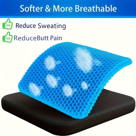 Ultra-large gel honeycomb cushion - Thick, soft, breathable, slip-resistant cooling pad, suitable for wheelchairs, offices - reduces sweating and pressure pain, all-season, lightweight, adjustable, comfortable all year round | breathable