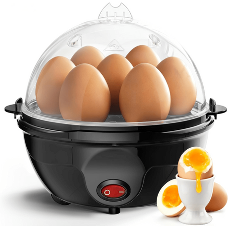 Electric steamed egg cooker | One-touch operation, quick and easy to prevent mistakes, easy to clean, black - PVC material, 220V- 240V power supply, Australian plug