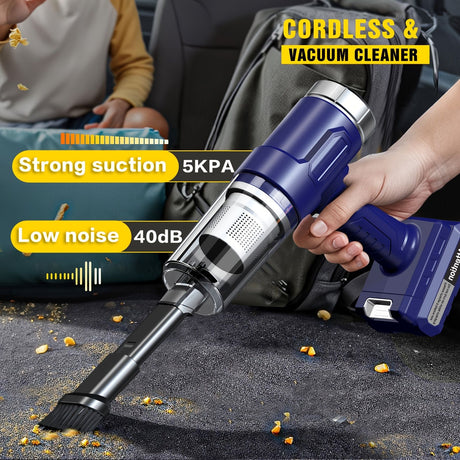New upgraded wireless handheld car vacuum cleaner, rechargeable, 10000 Pa super strong suction power, two 2000mAh long-lasting batteries, washable dual filter, low noise, suitable for cars and homes, portable and durable car vacuum cleaner Car vacuum clea