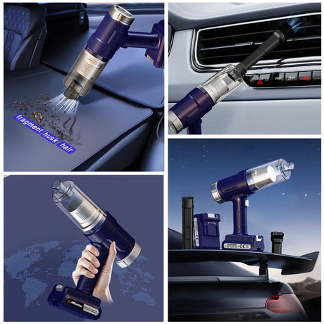 New upgraded wireless handheld car vacuum cleaner, rechargeable, 10000 Pa super strong suction power, two 2000mAh long-lasting batteries, washable dual filter, low noise, suitable for cars and homes, portable and durable car vacuum cleaner Car vacuum clea