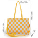 "Yuanqi Checkerboard" Warm Yellow tote bag | Two-in-one handbag and cross-body bag, can hold sunshine and trivial matters, the first choice for energetic commuting