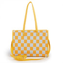 "Yuanqi Checkerboard" Warm Yellow tote bag | Two-in-one handbag and cross-body bag, can hold sunshine and trivial matters, the first choice for energetic commuting