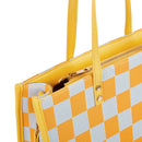 "Yuanqi Checkerboard" Warm Yellow tote bag | Two-in-one handbag and cross-body bag, can hold sunshine and trivial matters, the first choice for energetic commuting