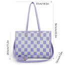 "Taro Mud Chessboard" light purple tote bag | two-in-one handbag and cross-body bag, can hold a computer + documents + girly heart, gentle to the point of breaking the rules
