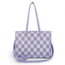 "Taro Mud Chessboard" light purple tote bag | two-in-one handbag and cross-body bag, can hold a computer + documents + girly heart, gentle to the point of breaking the rules