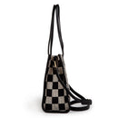 Black and gray color-matched tote bag | large capacity, can be carried by hand or cross-body, suitable for street photography and commuting