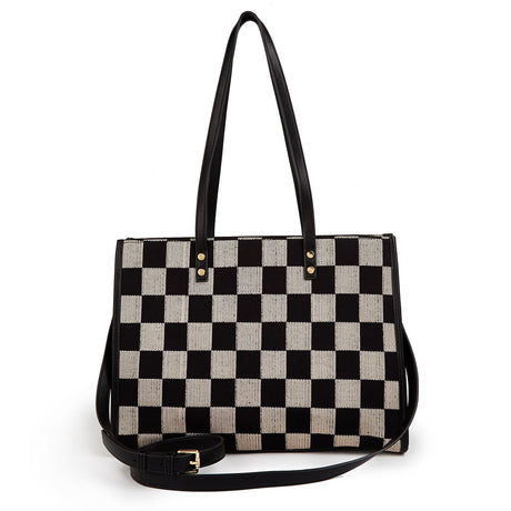 Black and gray color-matched tote bag | large capacity, can be carried by hand or cross-body, suitable for street photography and commuting