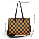 Yellow and black checkered tote bag | Go shopping/to work/on a trip, wear it in different styles