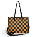 Yellow and black checkered tote bag | Go shopping/to work/on a trip, wear it in different styles
