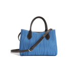 Color-contrast leather shoulder bag | 3D woven pattern small tote, one bag for commuting and shopping