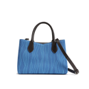 Color-contrast leather shoulder bag | 3D woven pattern small tote, one bag for commuting and shopping