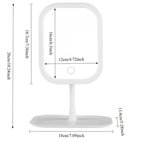 LED makeup mirror, lighted sink mirror, 3-light mode lighting makeup mirror, touch control, portable stand and foldable compact mirror, Light makeup table, rechargeable battery, portable LED makeup mirror, women's Christmas gift, suitable for home / bedro
