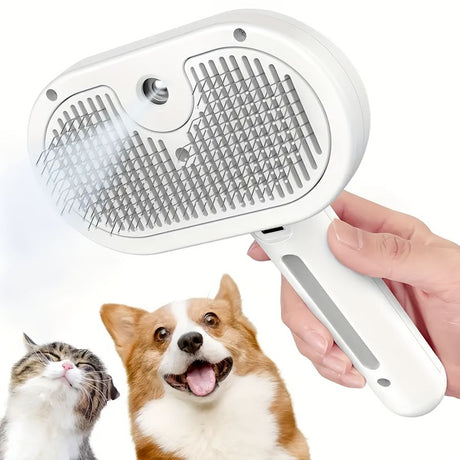 3-in-1 automatic cleaning steam pet brush - anti-static, suitable for long-haired and short-haired cats and dogs grooming tools, remove loose hair and reduce shedding