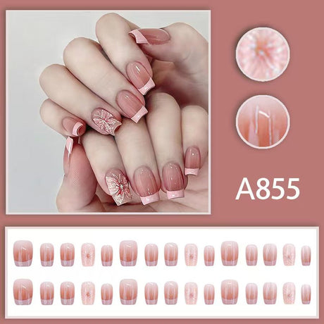 12 boxes / 288 pieces, white light luxury fashion French ins style flash sweet cool simple empress spicy girl new spring wear nail set