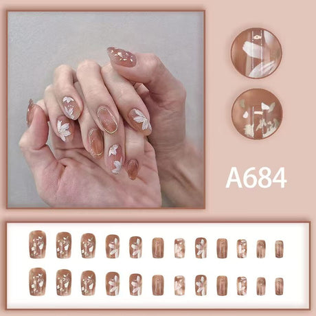 12 boxes / 288 pieces, white light luxury fashion French ins style flash sweet cool simple empress spicy girl new spring wear nail set
