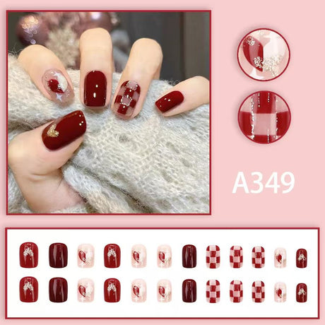 12 boxes / 288 pieces, white light luxury fashion French ins style flash sweet cool simple empress spicy girl new spring wear nail set