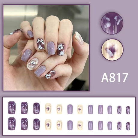 12 boxes / 288 pieces, white light luxury fashion French ins style flash sweet cool simple empress spicy girl new spring wear nail set