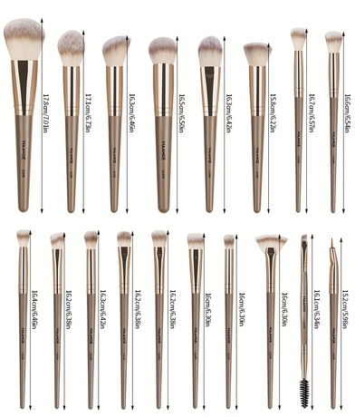 MAANGE 18-piece professional makeup brush set, including 18 makeup brushes + velvet cloth bag, soft brush hair makeup brushes, foundation brush, eye shadow brush, blending brush, concealer brush, eyeliner brush, skin-friendly powder puff set, travel porta