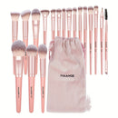 MAANGE 18-piece professional makeup brush set, including 18 makeup brushes + velvet cloth bag, soft brush hair makeup brushes, foundation brush, eye shadow brush, blending brush, concealer brush, eyeliner brush, skin-friendly powder puff set, travel porta