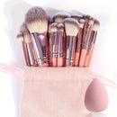 MAANGE 18-piece professional makeup brush set, including 18 makeup brushes + velvet cloth bag, soft brush hair makeup brushes, foundation brush, eye shadow brush, blending brush, concealer brush, eyeliner brush, skin-friendly powder puff set, travel porta