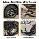 Basic automotive repair manual tool set, including a set of mechanical tools, including ratchet handle, extension pole, universal joint, slider, SAE and metric sockets, hex wrench, and plastic toolbox, excluding batteries. Uncharged manual tool set