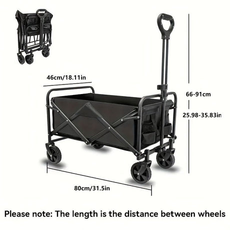 250KG Load Capacity 300L Large Capacity Heavy Duty Foldable Beach Car - All-Terrain Foldable Multi-Functional Handcart with Large Wheels, Side Pockets and Brakes - Durable Oxford Fabric and Stainless Steel Structure, Suitable for Camping, Garden, Sports a