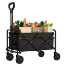 250KG Load Capacity 300L Large Capacity Heavy Duty Foldable Beach Car - All-Terrain Foldable Multi-Functional Handcart with Large Wheels, Side Pockets and Brakes - Durable Oxford Fabric and Stainless Steel Structure, Suitable for Camping, Garden, Sports a