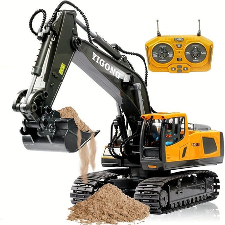 2.4G Remote Control Excavator Alloy Excavator Model Engineering Car Remote Control Car Boy Girl Unlimited Rotation - Larger 1/18 Scale Remote Control Excavator