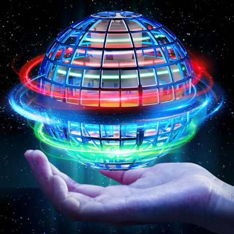 Flying Ball Toy – Hand-controlled Reaction Dart Rotating Drone with LED Lights, Floating Ball Finger Toy, Suitable for Children and Teenagers, Rechargeable Magic Ball, Indoor and Outdoor Play, Christmas and Birthday Gifts (Blue)