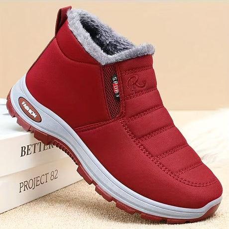 Unisex Furry-Lined Ankle Boots - Red - Size 11(AU11/EU42)