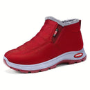 Unisex Furry-Lined Ankle Boots - Red - Size 7(AU7/EU38)