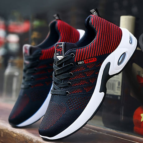 Men's Fashion Sneakers with Breathable Mesh and Cushioned Sole - Black - Size 7(AU7/EU40)