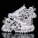 Women's Fashionable Graphic-Print Chunky Sneakers - Beige - Size 9(AU9/EU40)