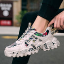 Women's Fashionable Graphic-Print Chunky Sneakers - Beige - Size 9(AU9/EU40)