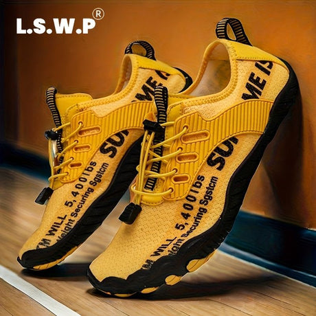 Men'S Aqua Shoes Non-Slip Water Shoes Breathable Fly Knit Wide Toe Box Shoes - Yellow - Size 11(AU11/EU44)