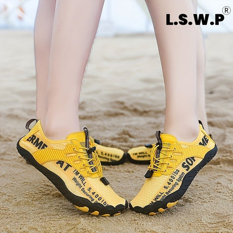 Men'S Aqua Shoes Non-Slip Water Shoes Breathable Fly Knit Wide Toe Box Shoes - Yellow - Size 11(AU11/EU44)