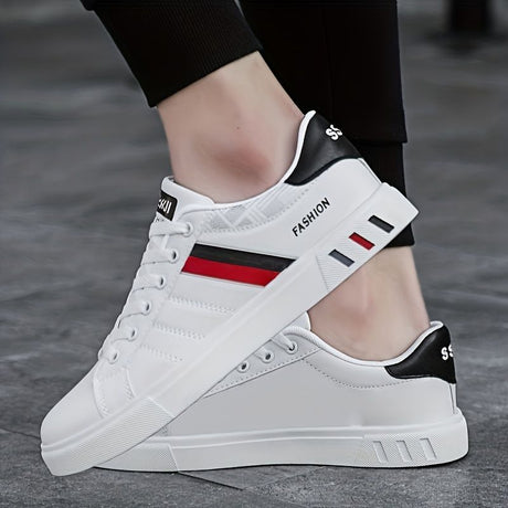 Koonexy Men'S Skate Shoes Low-Top Sneakers Pvc Sole Casual Sneakers Formal - White - Size 11(AU11/EU44)