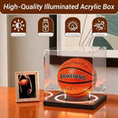Inner dimensions :15x15x25cm Display Case with Light UV Protected Stand Box Full Size Solid Wood Base for Balls Fans Sports Collectibles Applicable to Standard Ball Memorabilia Gifts - Clear
