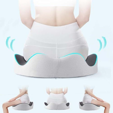 Seat Cushion for Office Chair Orthopedic Memory Foam Coccyx Support Pad Sciatica Pain Relief Tailbone Back Comfort Posture Alignment Pressure Massage Home Car Work - Dark Gray - Size 1 Pack
