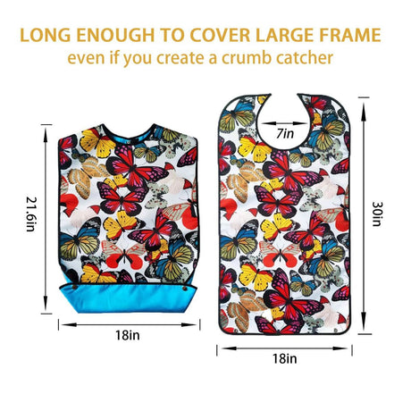 3 Pack Adult Bibs for Women, Reusable Adult Bibs for Eating with Optional Crumb Catcher, Waterproof Washable Dining Clothing Protector, Gifts for Women/Mom
