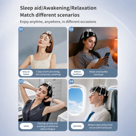 Smart Octopus Head Massager – 9 Modes, 360° Coverage, Wireless & Portable for Deep Relaxation - Black