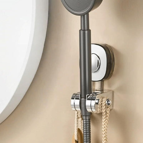 2Pack Suction Cup Shower Bracket Seat no Drilling Wall mounted Showerhead Holder Adjustable Bathing Tool - Silver - Size 2Pack
