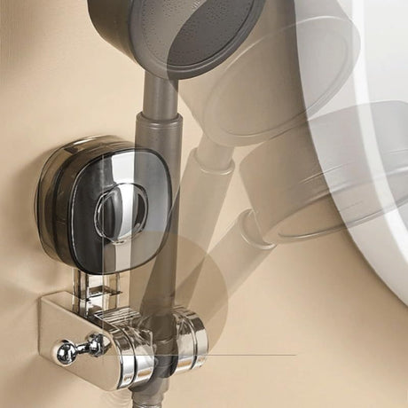 2Pack Suction Cup Shower Bracket Seat no Drilling Wall mounted Showerhead Holder Adjustable Bathing Tool - Silver - Size 2Pack