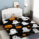 Halloween Throw Blanket Cozy Microfiber Blanket Soft Flannel Throw Festive Home Pumpkin - White-Yellow - Size 180cm*200cm