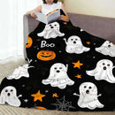 Halloween Throw Blanket Cozy Microfiber Blanket Soft Flannel Throw Festive Home Pumpkin Cat and bat - Orange - Size 100cm*150cm