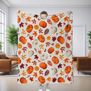 Halloween Throw Blanket Cozy Microfiber Blanket Soft Flannel Throw Festive Home Pumpkin Leaves - White - Size 130cm*150cm
