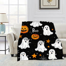 Halloween Throw Blanket Cozy Microfiber Blanket Soft Flannel Throw Festive Home Pumpkin GhostA - Black1 - Size 150cm*180cm