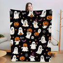 Halloween Throw Blanket Cozy Microfiber Blanket Soft Flannel Throw Festive Home Pumpkin Ghost - Black - Size 150cm*200cm